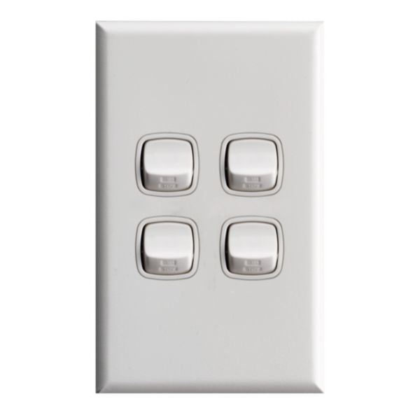 HPM Excel 4Gang Light Switch - White