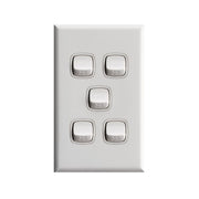 HPM Excel 5Gang Light Switch - White