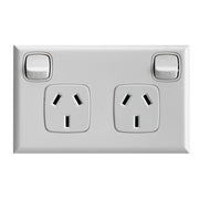 HPM Excel 10A Double Horizontal Socket - White