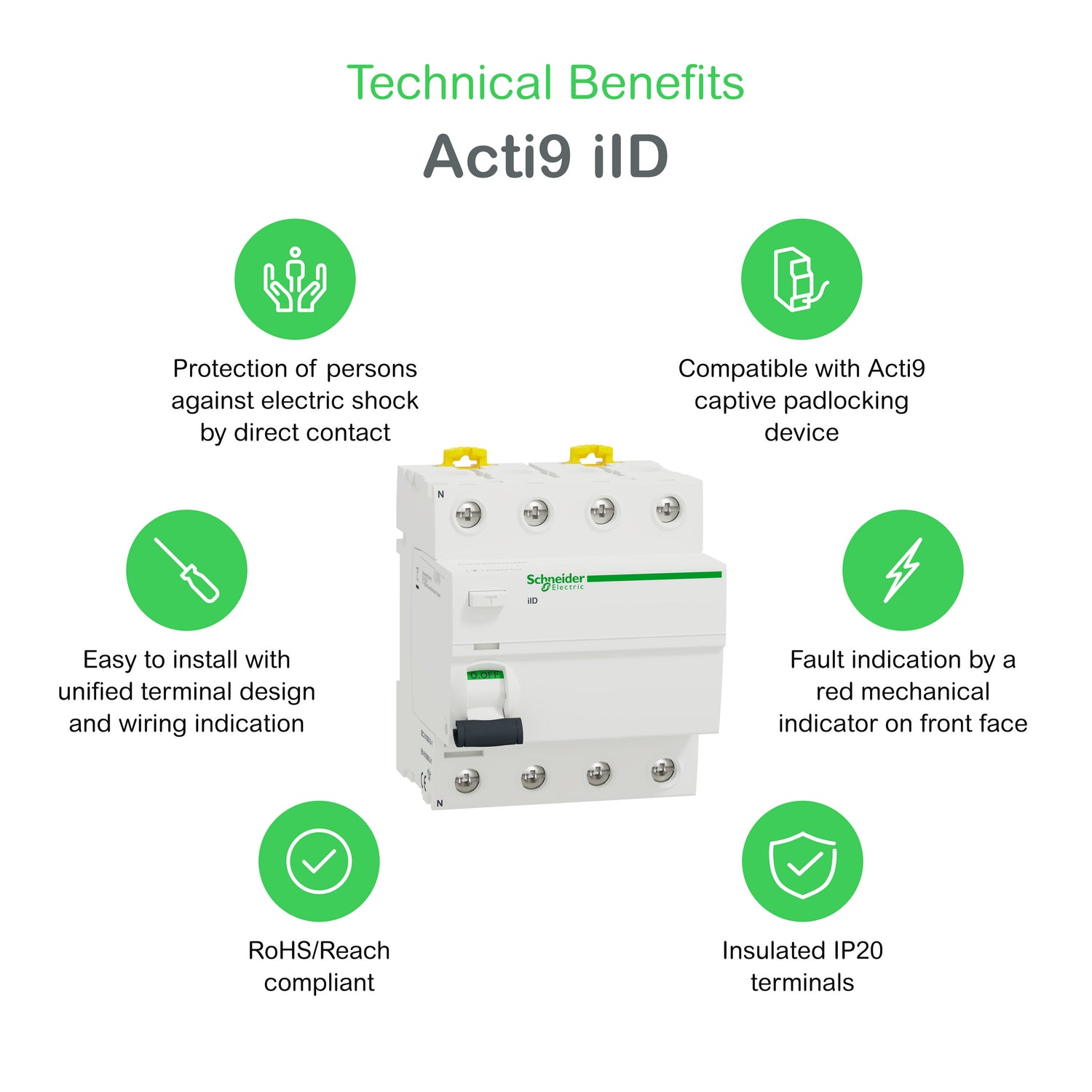 Acti9 iID - Residual Current Circuit Breaker - 4P - 40A - 30mA - B type