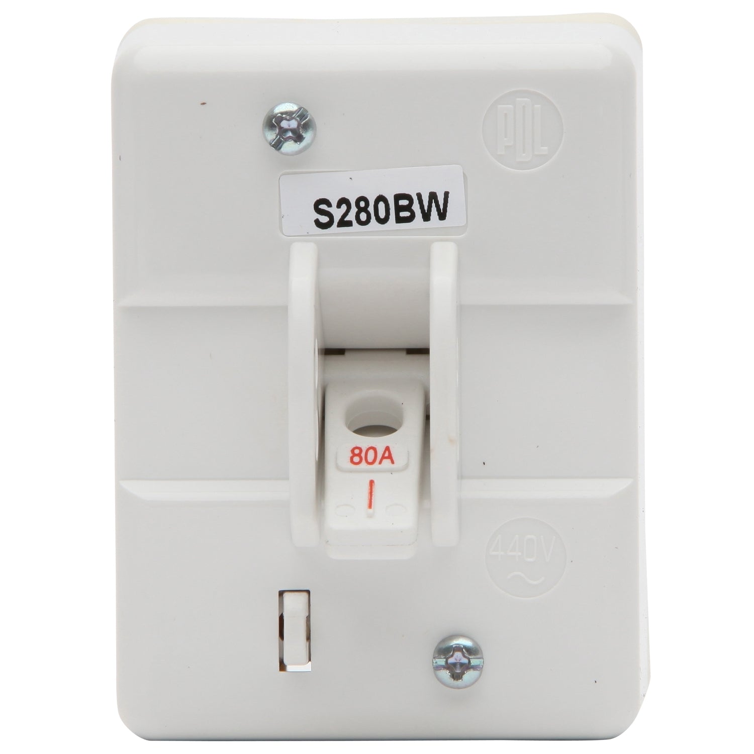 PDL Back Wiring Mains Switch, S Series, 80A/M200, 440V, 50 Hz, 2-Pole, White