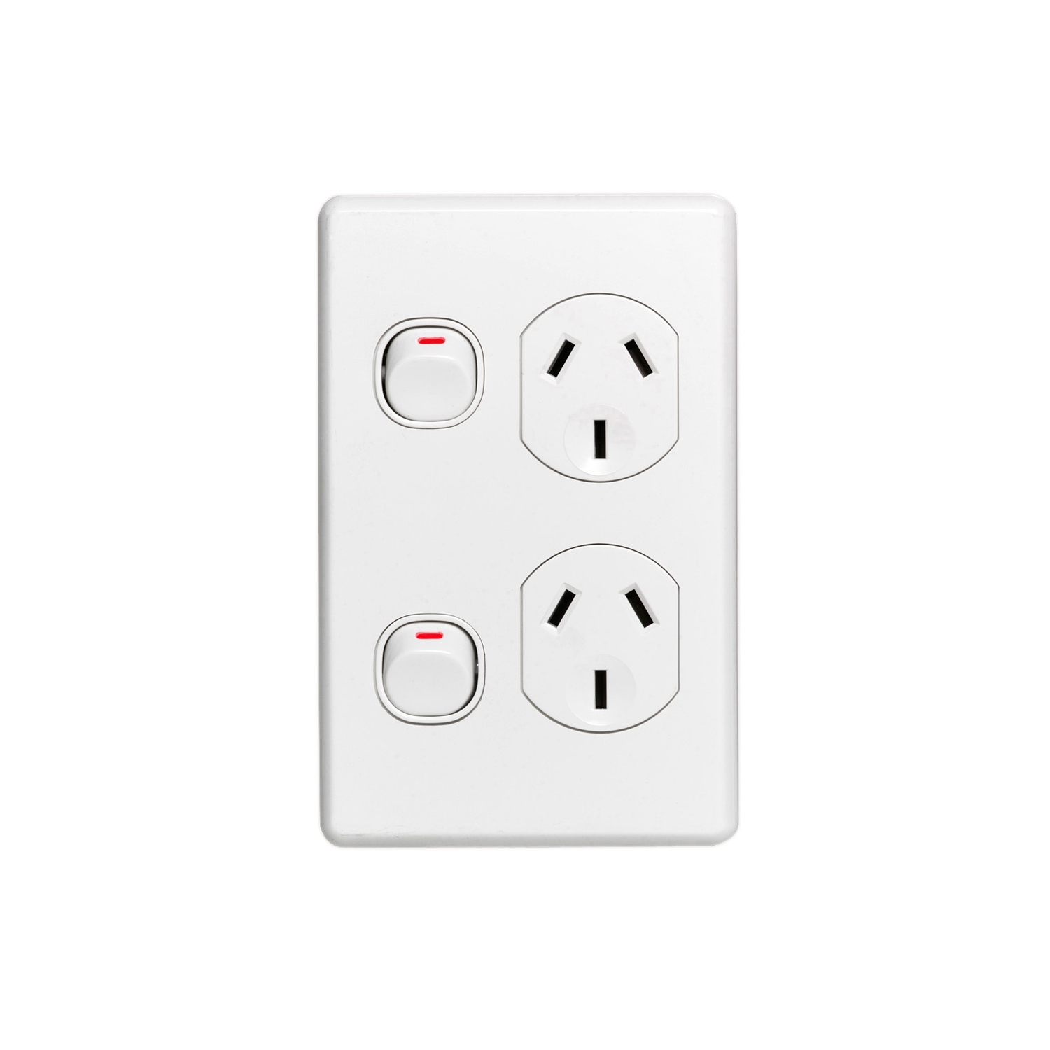 C2025V-WE - Clipsal C2000 Double Switched Socket Vertical 10Amp - White