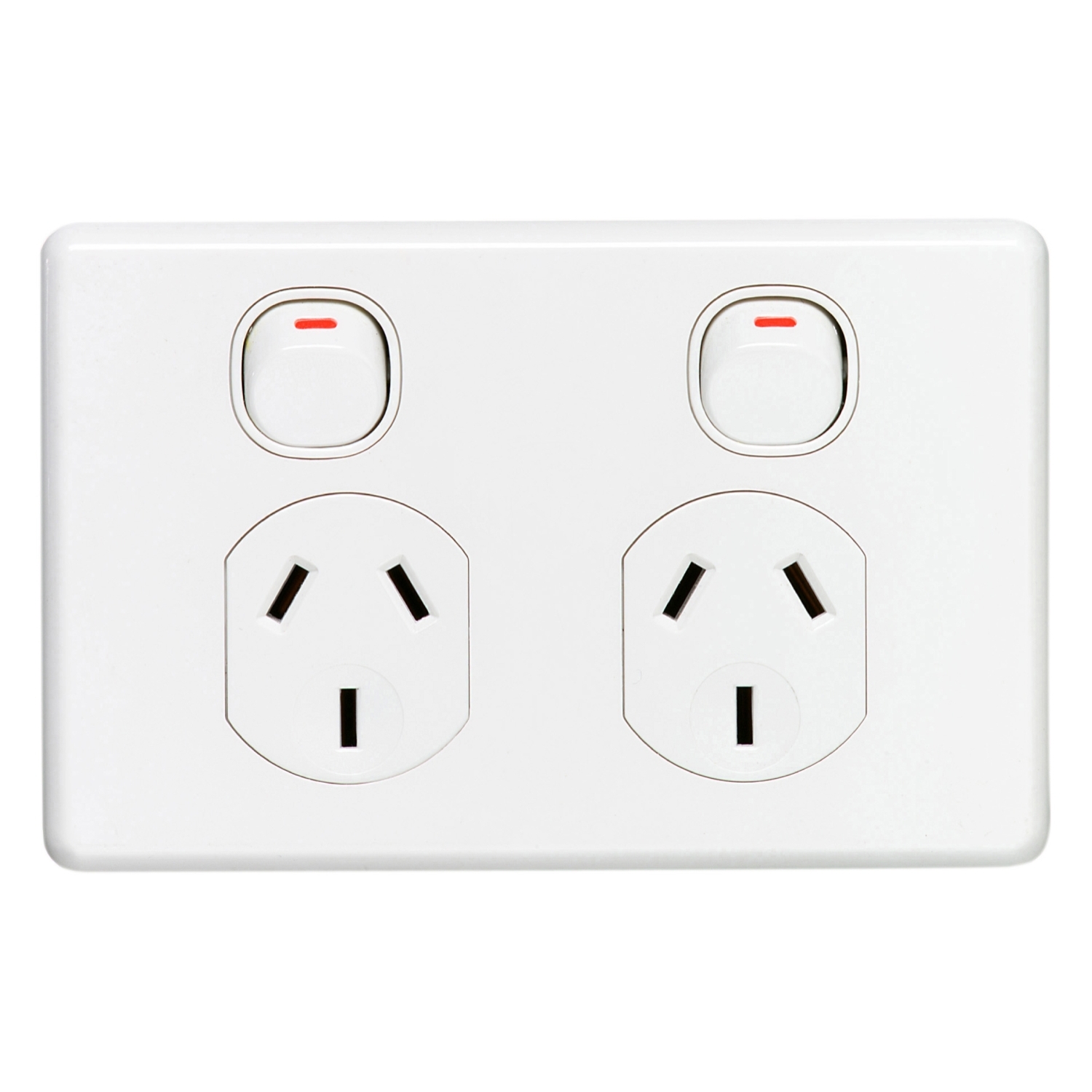 C2025S-WE - Clipsal C2000 Double Switched Socket Horizontal Shutters 10Amp - White