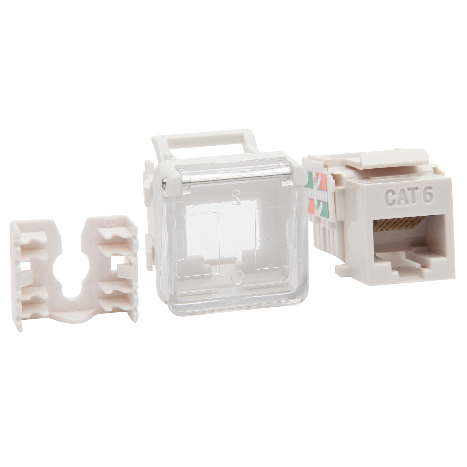 PDL Cat6 Data Module & Clip with Clear Hinged Lid - White