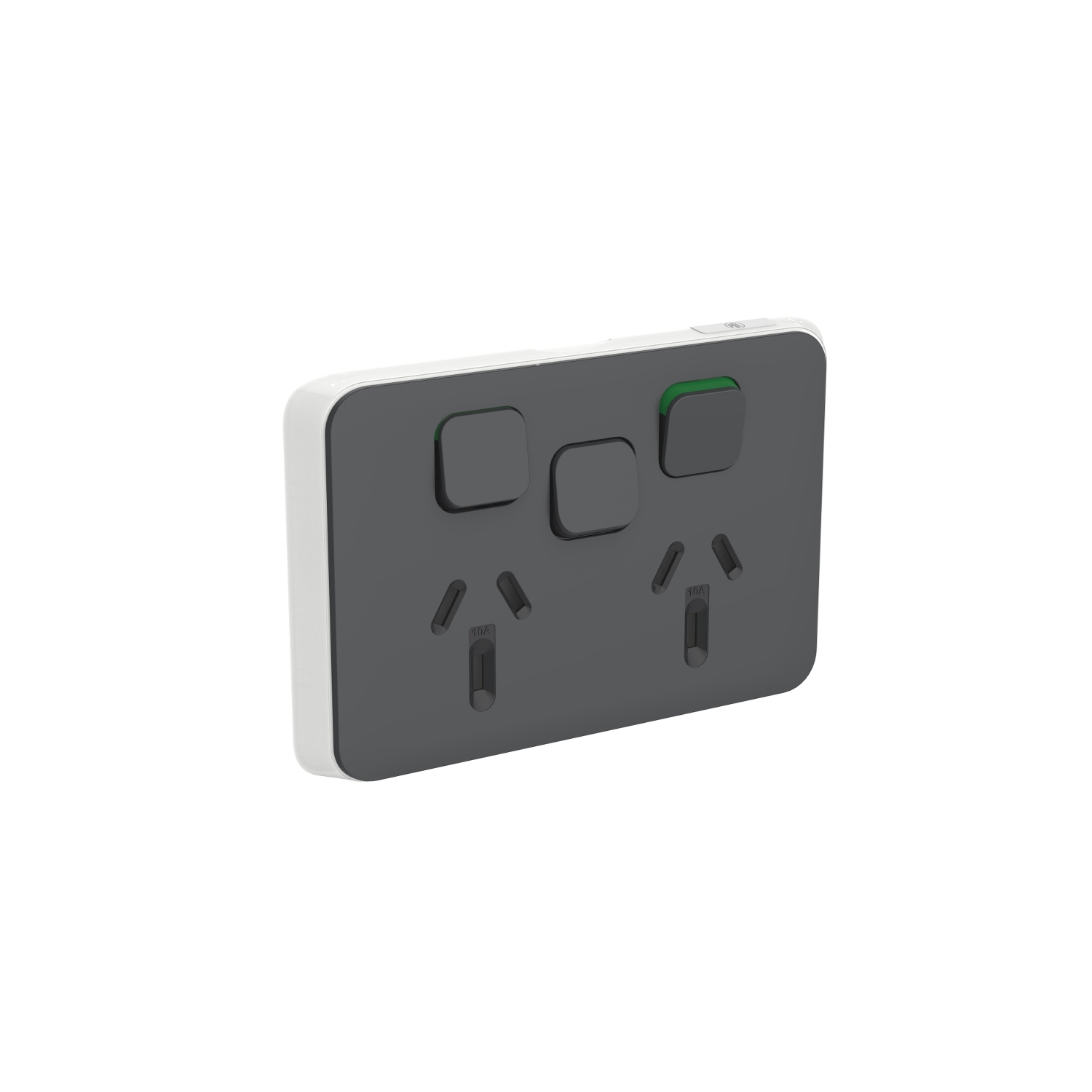 PDL395XC-AN - PDL Iconic Cover Plate Double Switched Socket + Switch 10Amp - Anthracite