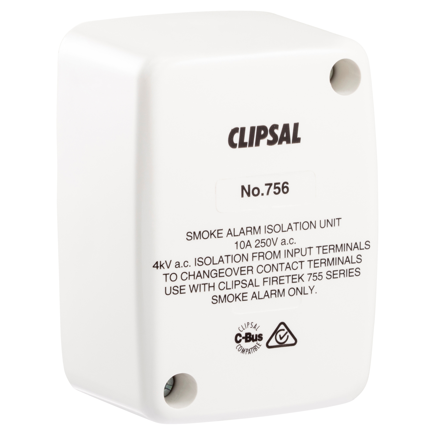 756 - Clipsal Smoke Alarms, Smoke Alarm Isolation Unit, Compatible with Clipsal Smoke Alarms, for Output to External Siren/Strobe