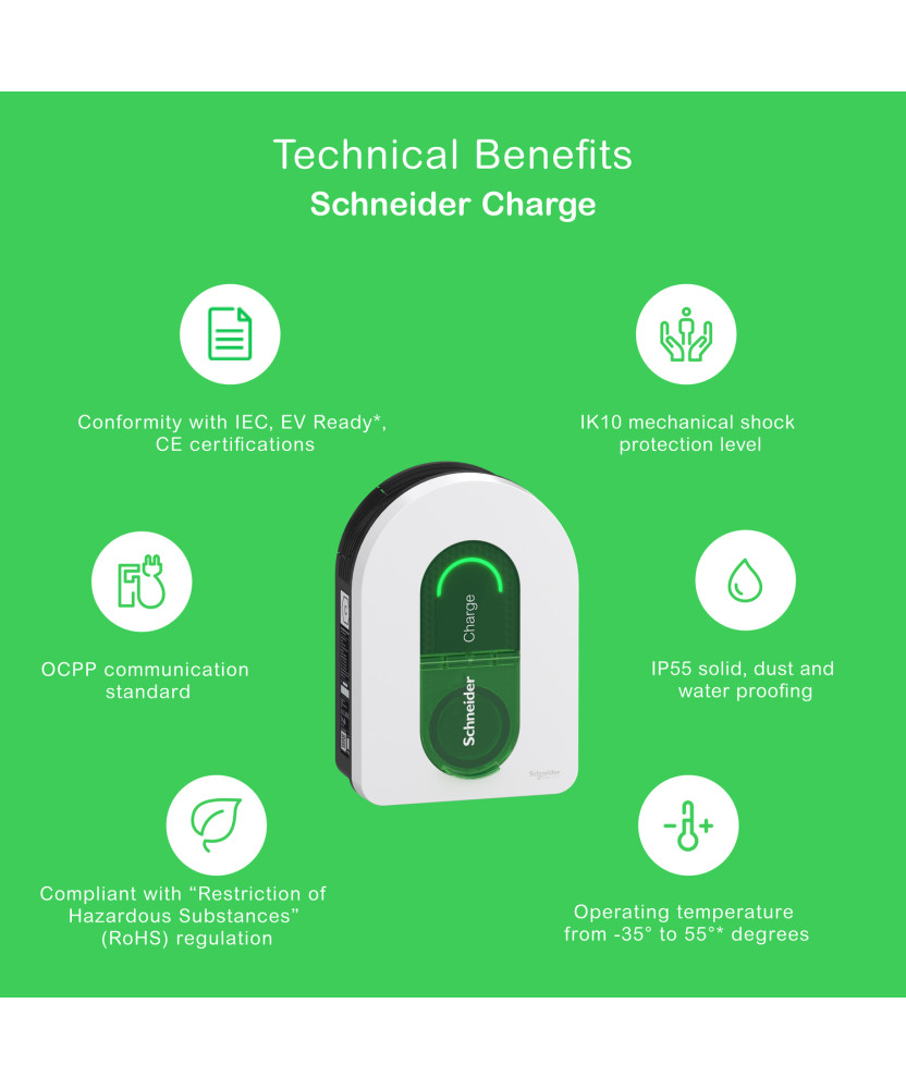 Load-shedder, Schneider Charge, 1P, maximum current allowed to charging station manually set from 32A to 100A